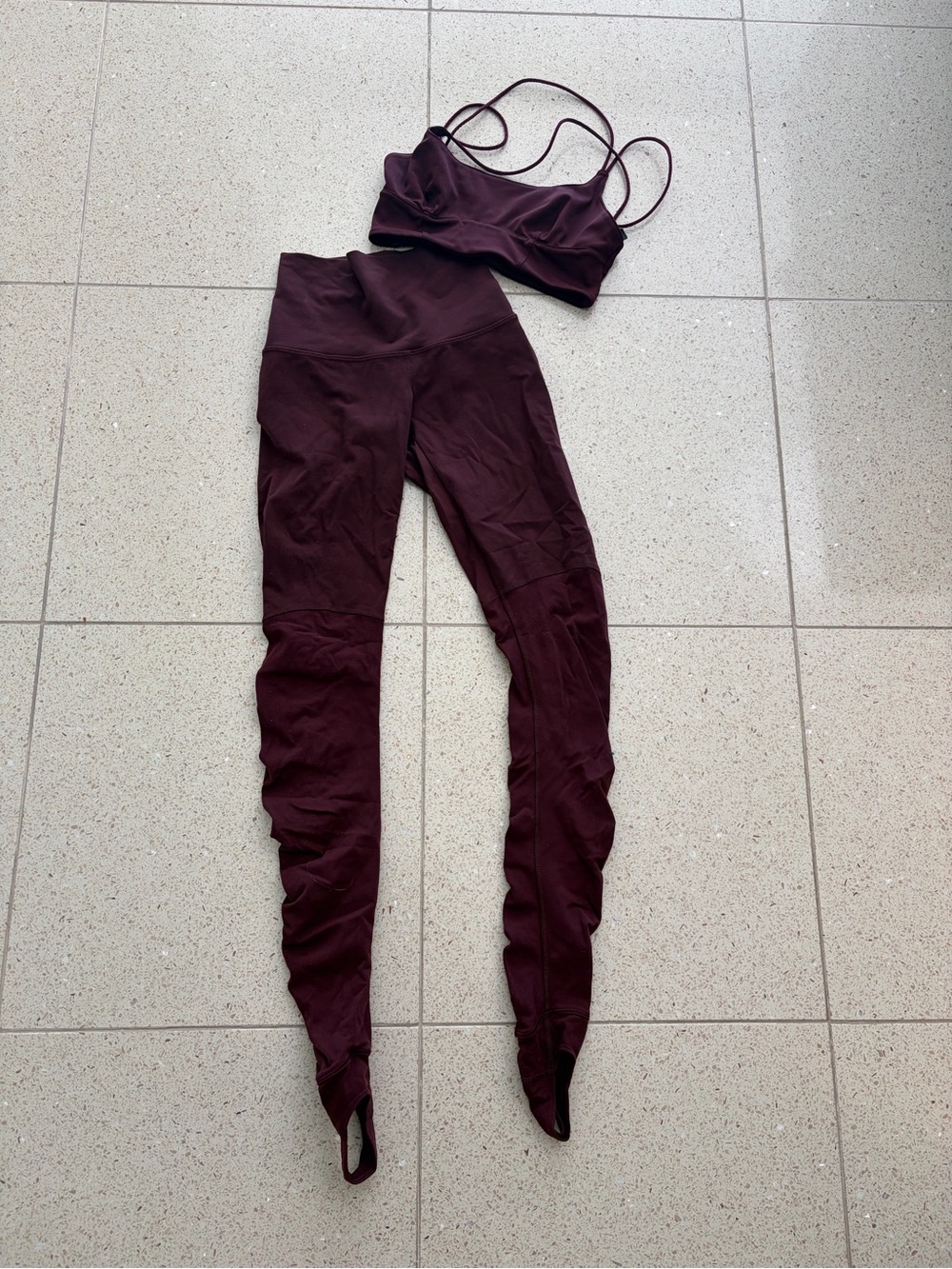 lululemon athletica Stirrup Leggings and Strappy Bralette Set - Burgundy